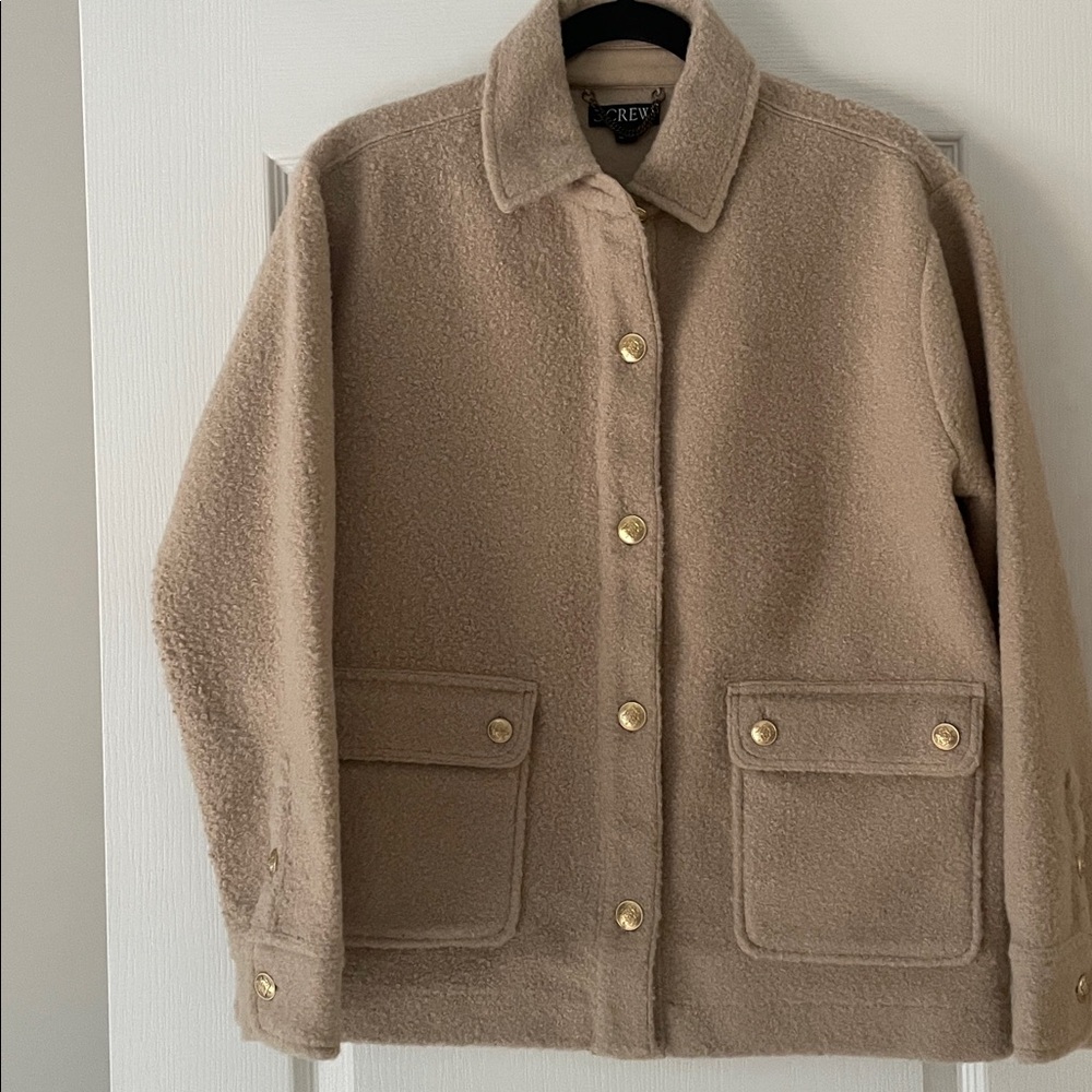 J. Crew Bouclé shirt-jacket in Sandstone